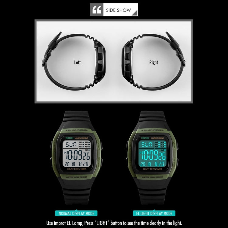 SKMEI 1278 Modische Outdoor 50m Wasserdichte Digitaluhr Studenten Sport Armbanduhr Unterstützt 5 Gruppen Wecker