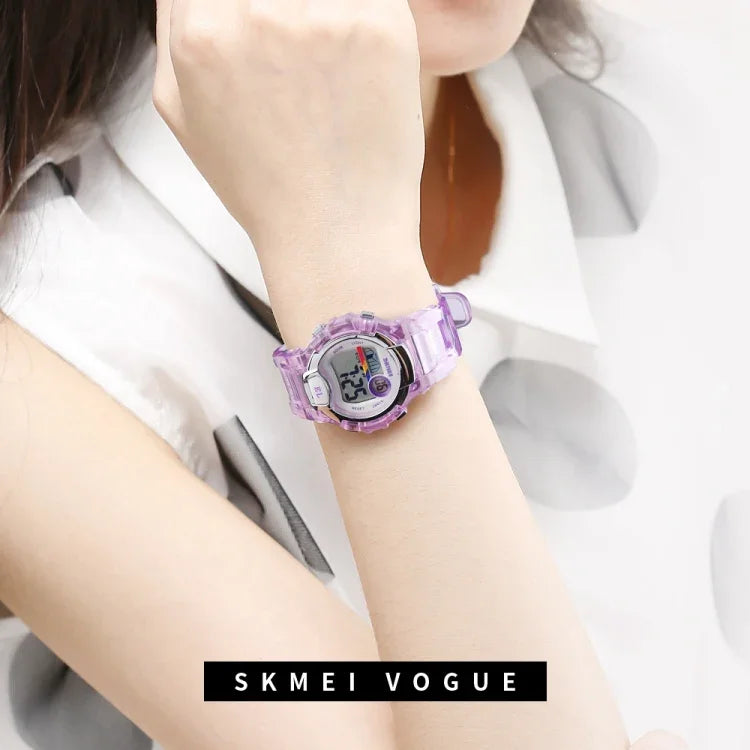 SKMEI 1450 Damen Transparente Digitaluhr 50m Wasserdichte Sportuhr mit LED-Licht