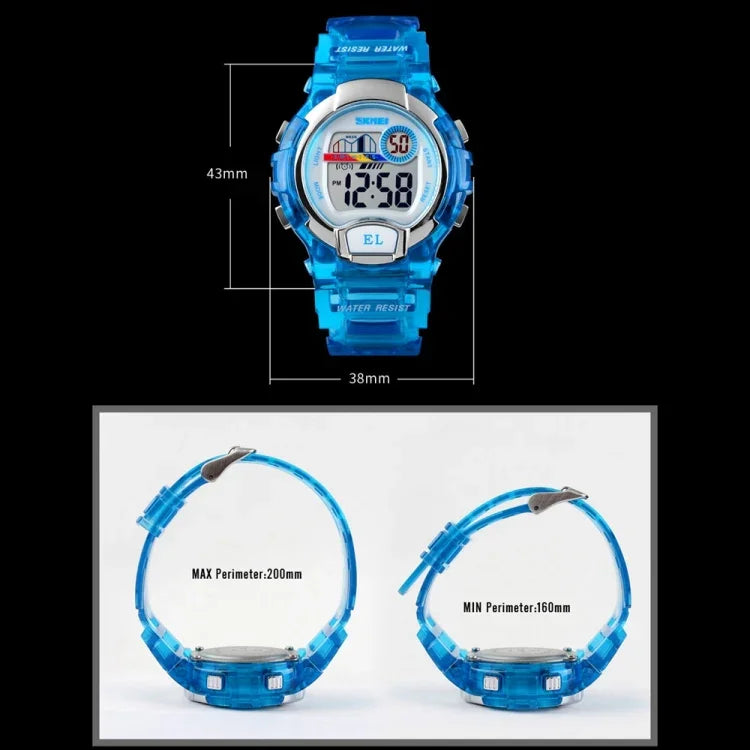 SKMEI 1450 Damen Transparente Digitaluhr 50m Wasserdichte Sportuhr mit LED-Licht