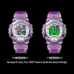 SKMEI 1450 Damen Transparente Digitaluhr 50m Wasserdichte Sportuhr mit LED-Licht