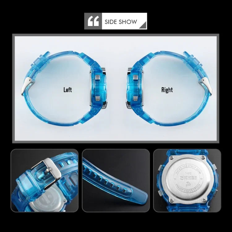 SKMEI 1450 Damen Transparente Digitaluhr 50m Wasserdichte Sportuhr mit LED-Licht