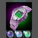 SKMEI 1450 Damen Transparente Digitaluhr 50m Wasserdichte Sportuhr mit LED-Licht