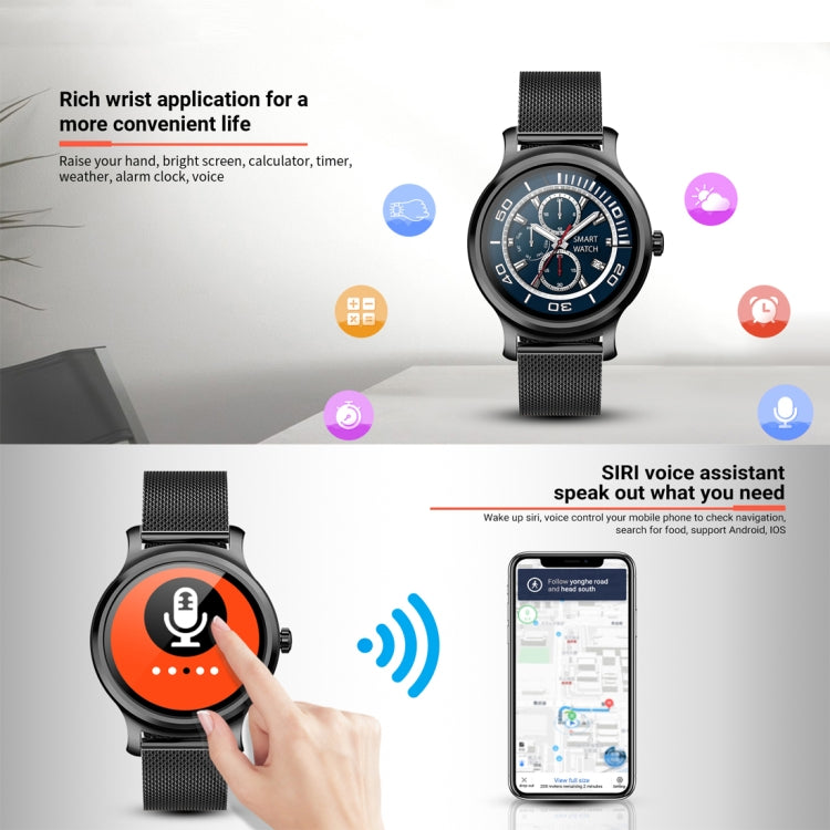 SMA-R2 Smartwatch mit 1,3-Zoll-IPS-Display, IP65 wasserdicht, unterstützt Anruf- und Nachrichtenbenachrichtigungen, Dual-Mode Bluetooth 3.0 + 4.0, Schlafüberwachung und Bewegungserinnerung