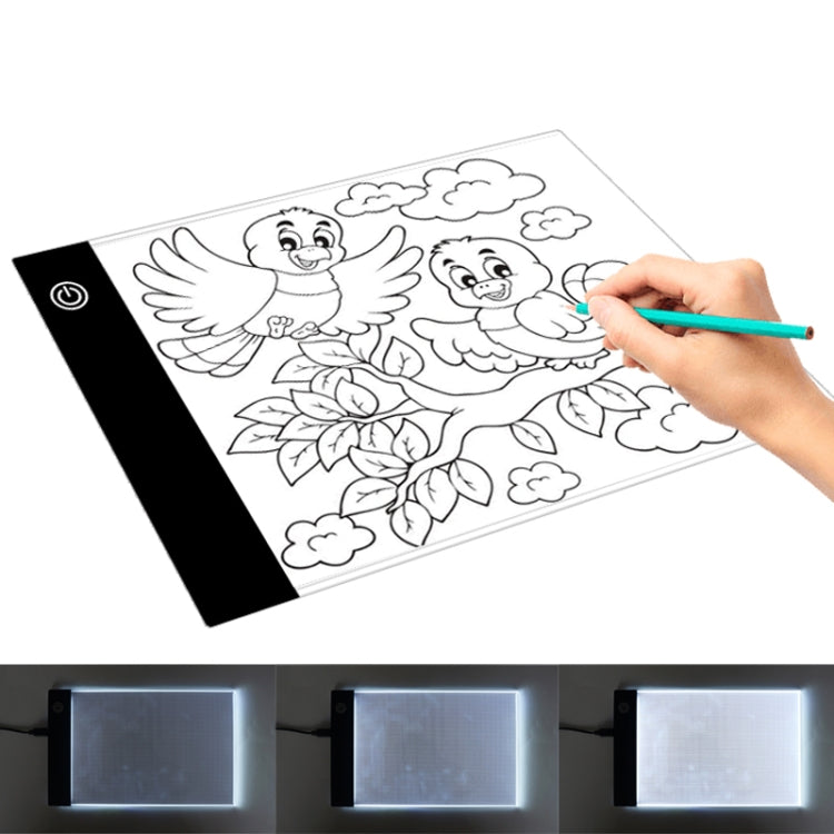 2,2W 5V LED Dimmbares A5 Acryl-USB-Leuchttisch mit drei Helligkeitsstufen für Anime-Skizzen und Zeichnungen