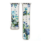 Für Apple Watch Ultra 49mm&Watch Ultra 2 49mm / Series 10 46mm / 9&8&7 45mm / SE 3&SE 2&6&SE&5&4 44mm / 3&2&1 42mm modischer Pastoralismus Stil kleines Blumenmuster Damen Uhrenarmband aus Leder, Für 42mm C, Für 42mm D, Für 42mm E, Für 42mm F, Für 42mm ...