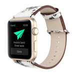 Für Apple Watch Ultra 49mm&Watch Ultra 2 49mm / Series 10 46mm / 9&8&7 45mm / SE 3&SE 2&6&SE&5&4 44mm / 3&2&1 42mm modischer Pastoralismus Stil kleines Blumenmuster Damen Uhrenarmband aus Leder, Für 42mm C, Für 42mm D, Für 42mm E, Für 42mm F, Für 42mm ...