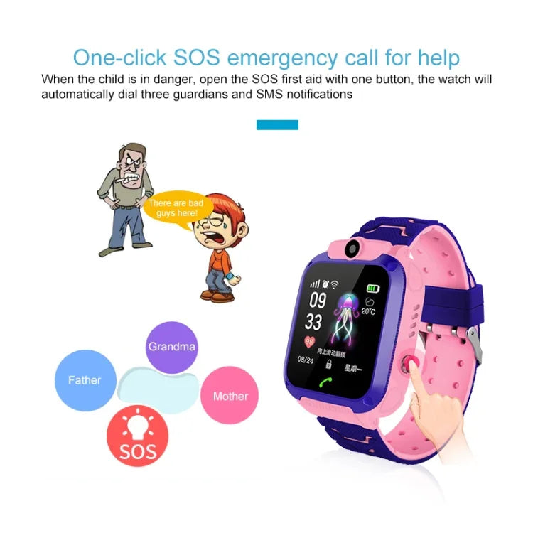 Q120 Smartwatch für Kinder mit 1,44-Zoll-Farbdisplay, IP67 wasserdicht, unterstützt LBS-Ortung, Zwei-Wege-Wahl, Erste-Hilfe-Funktion per Knopfdruck, Sprachüberwachung und die Setracker-App.