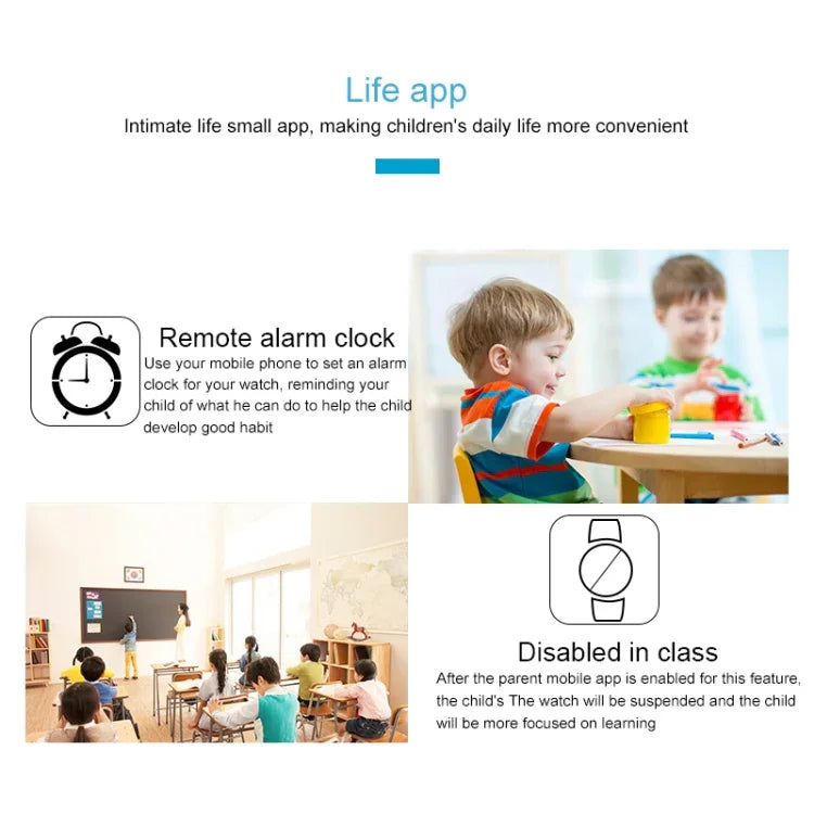 Q120 Smartwatch für Kinder mit 1,44-Zoll-Farbdisplay, IP67 wasserdicht, unterstützt LBS-Ortung, Zwei-Wege-Wahl, Erste-Hilfe-Funktion per Knopfdruck, Sprachüberwachung und die Setracker-App.