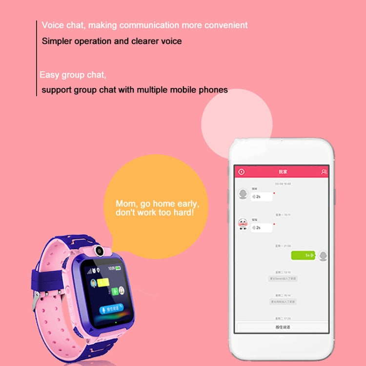 Q12 Smartwatch mit 1,44-Zoll-Farbdisplay für Kinder, nicht wasserdicht, unterstützt LBS-Ortung, Zwei-Wege-Wahl, SOS, Sprachüberwachung und die Setracker-App.