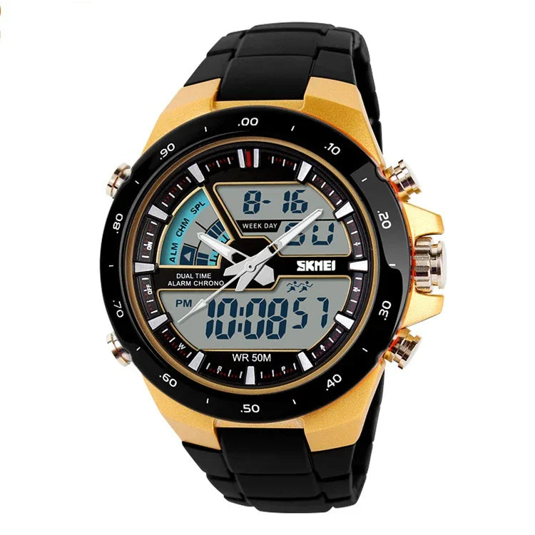 SKMEI 1016 Multifunktionale Herren Outdoor-Sport-Nachtlicht-Wasserdichte Doppel-Digitaluhr