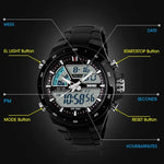 SKMEI 1016 Multifunktionale Herren Outdoor-Sport-Nachtlicht-Wasserdichte Doppel-Digitaluhr