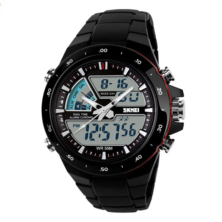 SKMEI 1016 Multifunktionale Herren Outdoor-Sport-Nachtlicht-Wasserdichte Doppel-Digitaluhr