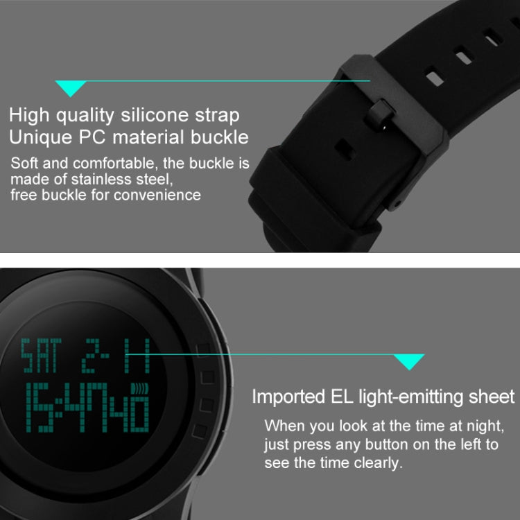 SKMEI 1142 Multifunktionale Herren Outdoor Sport Wasserdichte Digitaluhr mit Nachtleuchtfunktion und Silikonarmband