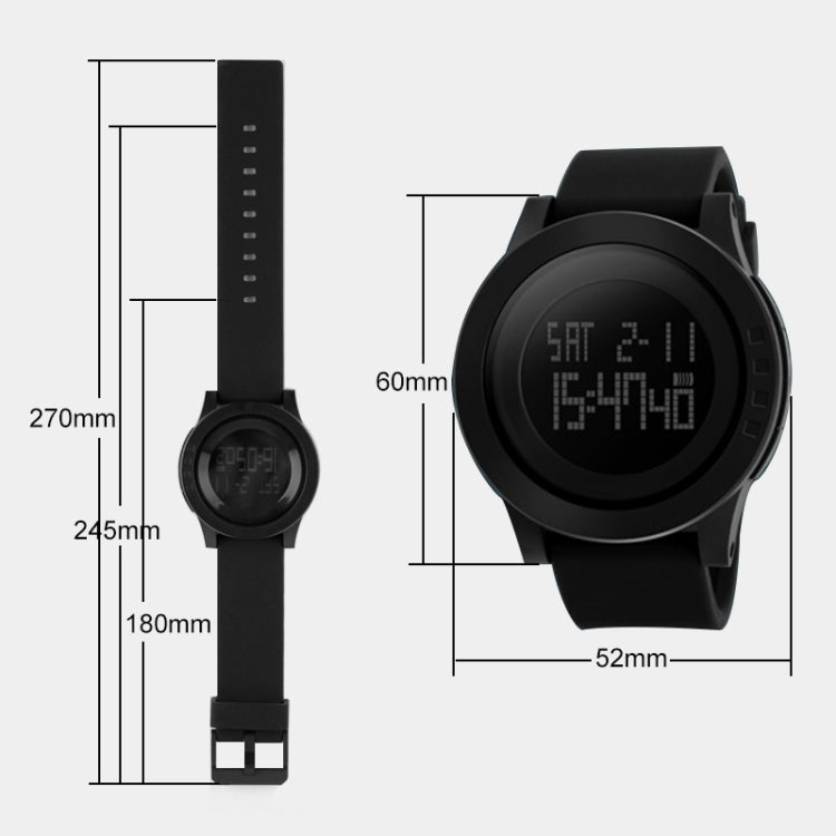 SKMEI 1142 Multifunktionale Herren Outdoor Sport Wasserdichte Digitaluhr mit Nachtleuchtfunktion und Silikonarmband