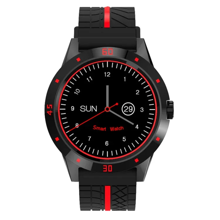 N6 Smartwatch mit 1,3-Zoll-TFT-Bildschirm, MTK2502C-Prozessor, Bluetooth 4.0, Silikonarmband, unterstützt Herzfrequenzmessung, Schrittzähler, Schlafüberwachung und Bewegungserinnerung. Erhältlich in Rot und Gelb.