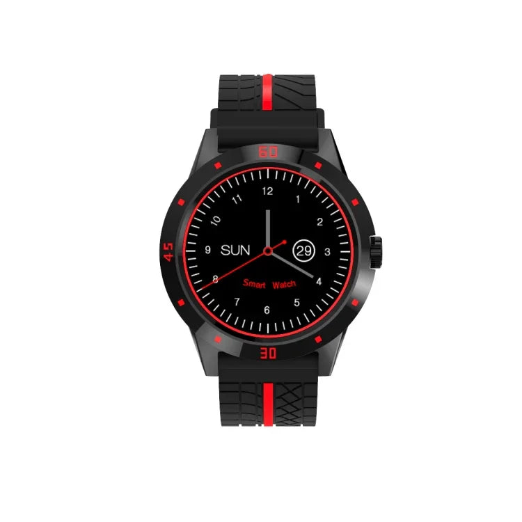 N6 Smartwatch mit 1,3-Zoll-TFT-Bildschirm, MTK2502C-Prozessor, Bluetooth 4.0, Silikonarmband, unterstützt Herzfrequenzmessung, Schrittzähler, Schlafüberwachung und Bewegungserinnerung. Erhältlich in Rot und Gelb.