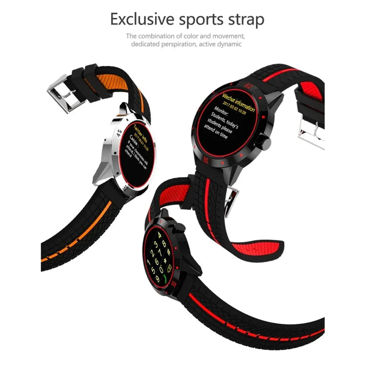 N6 Smartwatch mit 1,3-Zoll-TFT-Bildschirm, MTK2502C-Prozessor, Bluetooth 4.0, Silikonarmband, unterstützt Herzfrequenzmessung, Schrittzähler, Schlafüberwachung und Bewegungserinnerung. Erhältlich in Rot und Gelb.