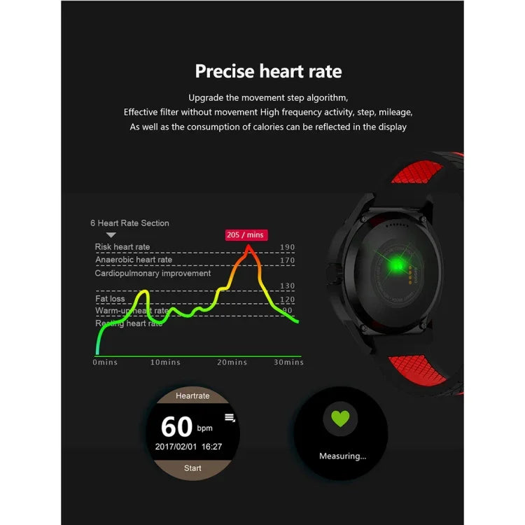N6 Smartwatch mit 1,3-Zoll-TFT-Bildschirm, MTK2502C-Prozessor, Bluetooth 4.0, Silikonarmband, unterstützt Herzfrequenzmessung, Schrittzähler, Schlafüberwachung und Bewegungserinnerung. Erhältlich in Rot und Gelb.