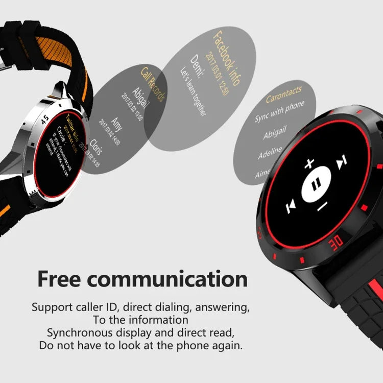 N6 Smartwatch mit 1,3-Zoll-TFT-Bildschirm, MTK2502C-Prozessor, Bluetooth 4.0, Silikonarmband, unterstützt Herzfrequenzmessung, Schrittzähler, Schlafüberwachung und Bewegungserinnerung. Erhältlich in Rot und Gelb.