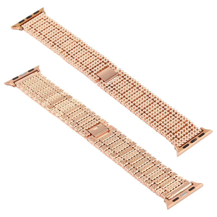 Für Apple Watch Ultra 49mm&Watch Ultra 2 49mm / Series 10 46mm / 9&8&7 45mm / SE 3&SE 2&6&SE&5&4 44mm / 3&2&1 42mm Neun-Perlen-Edelstahlarmband, Für Apple Watch Series 7 45mm / 6 & SE & 5 & 4 44mm / 3 & 2 & 1 42mm