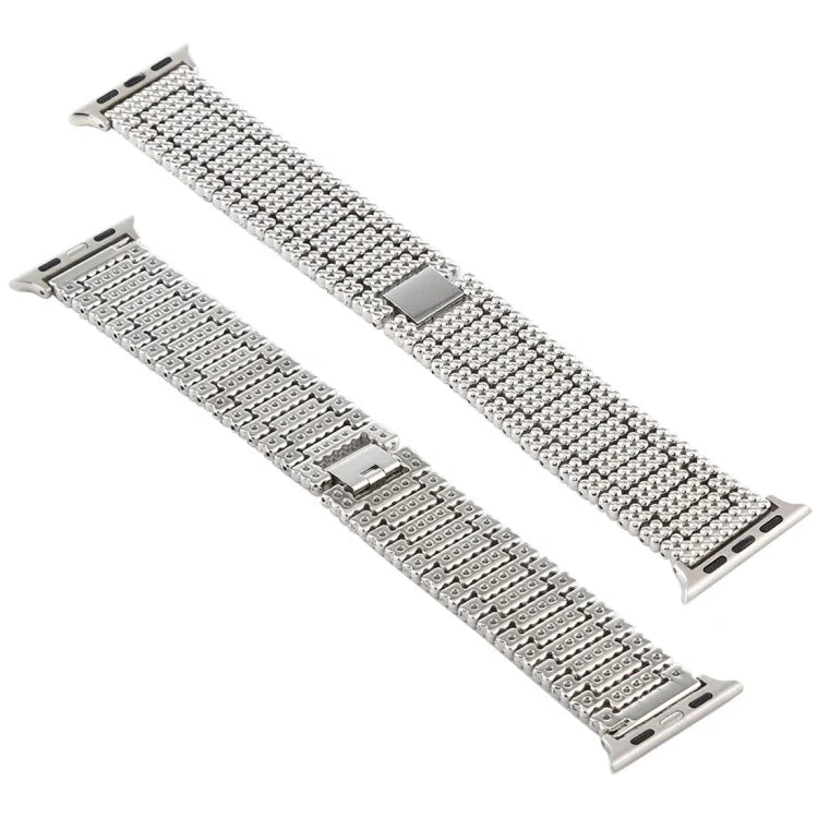 Für Apple Watch Ultra 49mm&Watch Ultra 2 49mm / Series 10 46mm / 9&8&7 45mm / SE 3&SE 2&6&SE&5&4 44mm / 3&2&1 42mm Neun-Perlen-Edelstahlarmband, Für Apple Watch Series 7 45mm / 6 & SE & 5 & 4 44mm / 3 & 2 & 1 42mm