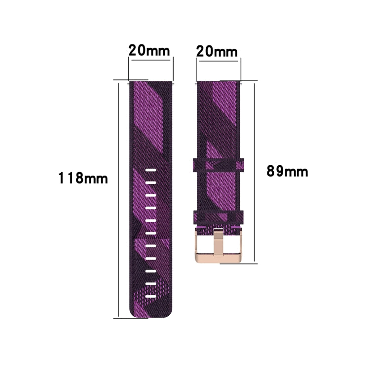 20 mm breites, gestreiftes Nylon-Armband für Galaxy Watch 42 mm, Galaxy Active/Active 2, Gear Sport, S2 Classic