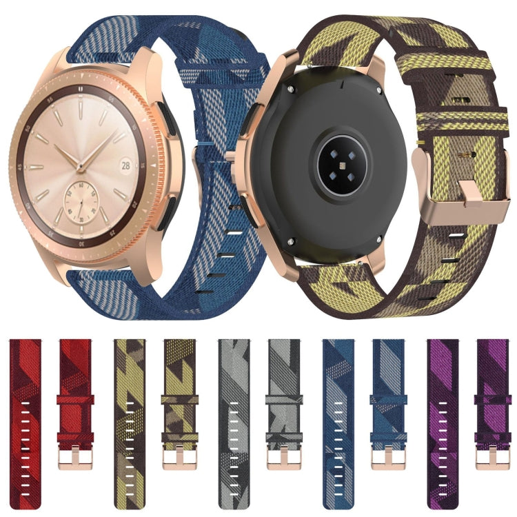20 mm breites, gestreiftes Nylon-Armband für Galaxy Watch 42 mm, Galaxy Active/Active 2, Gear Sport, S2 Classic