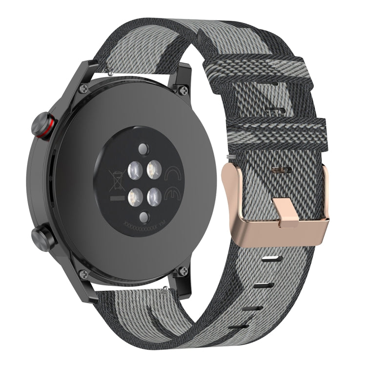 22 mm breites, gestreiftes Nylon-Armband für Huawei GT / GT2 46 mm, Honor Magic Watch 2 46 mm / Magic