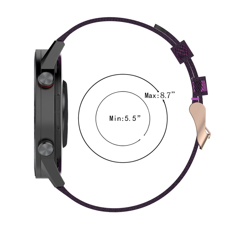 22 mm breites, gestreiftes Nylon-Armband für Huawei GT / GT2 46 mm, Honor Magic Watch 2 46 mm / Magic