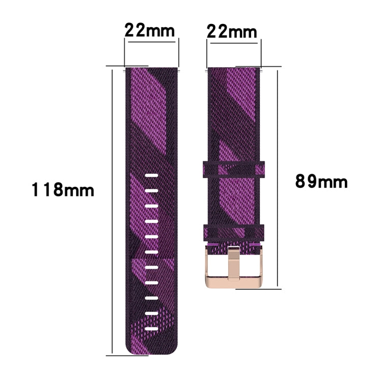 22 mm breites, gestreiftes Nylon-Armband für Huawei GT / GT2 46 mm, Honor Magic Watch 2 46 mm / Magic