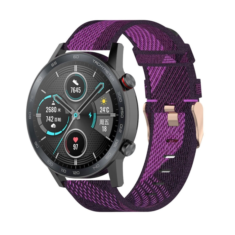 22 mm breites, gestreiftes Nylon-Armband für Huawei GT / GT2 46 mm, Honor Magic Watch 2 46 mm / Magic