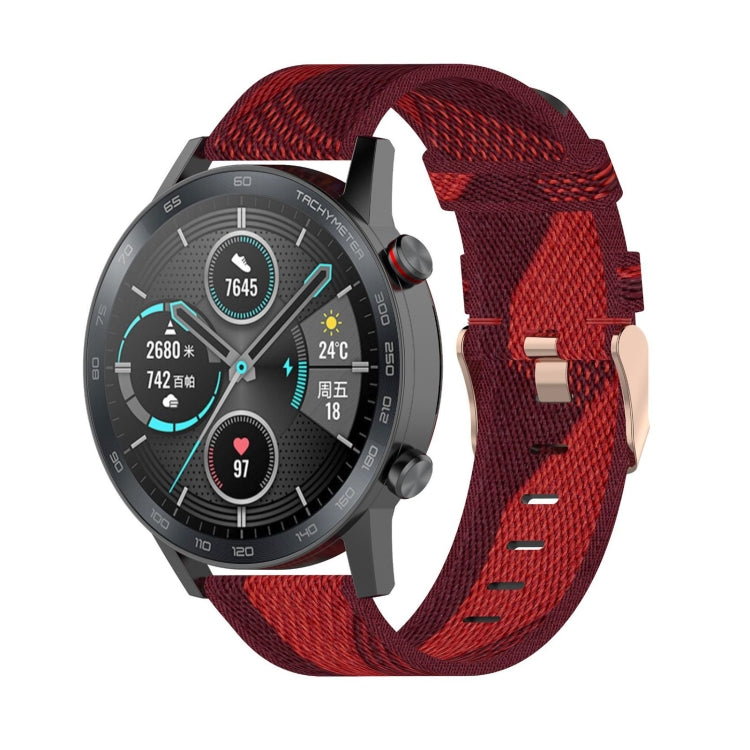 22 mm breites, gestreiftes Nylon-Armband für Huawei GT / GT2 46 mm, Honor Magic Watch 2 46 mm / Magic