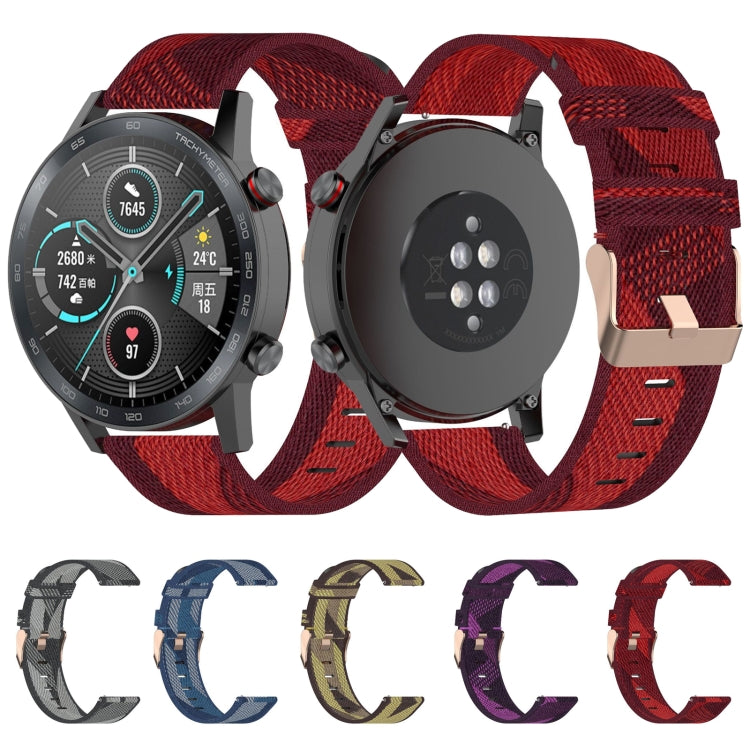 22 mm breites, gestreiftes Nylon-Armband für Huawei GT / GT2 46 mm, Honor Magic Watch 2 46 mm / Magic