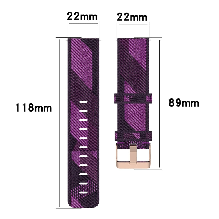 22 mm breites, gestreiftes Nylon-Armband für Galaxy Watch 46 mm / Gear S3