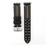 Für Apple Watch Series 10 42 mm / 9 &amp; 8 &amp; 7 41 mm / SE 3 &amp; SE 2 &amp; 6 &amp; SE 5 &amp; 4 40 mm / 3 &amp; 2 &amp; 1 38 mm: Armband aus echtem Leder mit Linienmuster (38 mm)