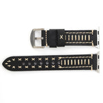 Für Apple Watch Series 10 42 mm / 9 &amp; 8 &amp; 7 41 mm / SE 3 &amp; SE 2 &amp; 6 &amp; SE 5 &amp; 4 40 mm / 3 &amp; 2 &amp; 1 38 mm: Armband aus echtem Leder mit Linienmuster (38 mm)