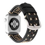 Für Apple Watch Series 10 42 mm / 9 &amp; 8 &amp; 7 41 mm / SE 3 &amp; SE 2 &amp; 6 &amp; SE 5 &amp; 4 40 mm / 3 &amp; 2 &amp; 1 38 mm: Armband aus echtem Leder mit Linienmuster (38 mm)