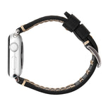 Für Apple Watch Series 10 42 mm / 9 &amp; 8 &amp; 7 41 mm / SE 3 &amp; SE 2 &amp; 6 &amp; SE 5 &amp; 4 40 mm / 3 &amp; 2 &amp; 1 38 mm: Armband aus echtem Leder mit Linienmuster (38 mm)
