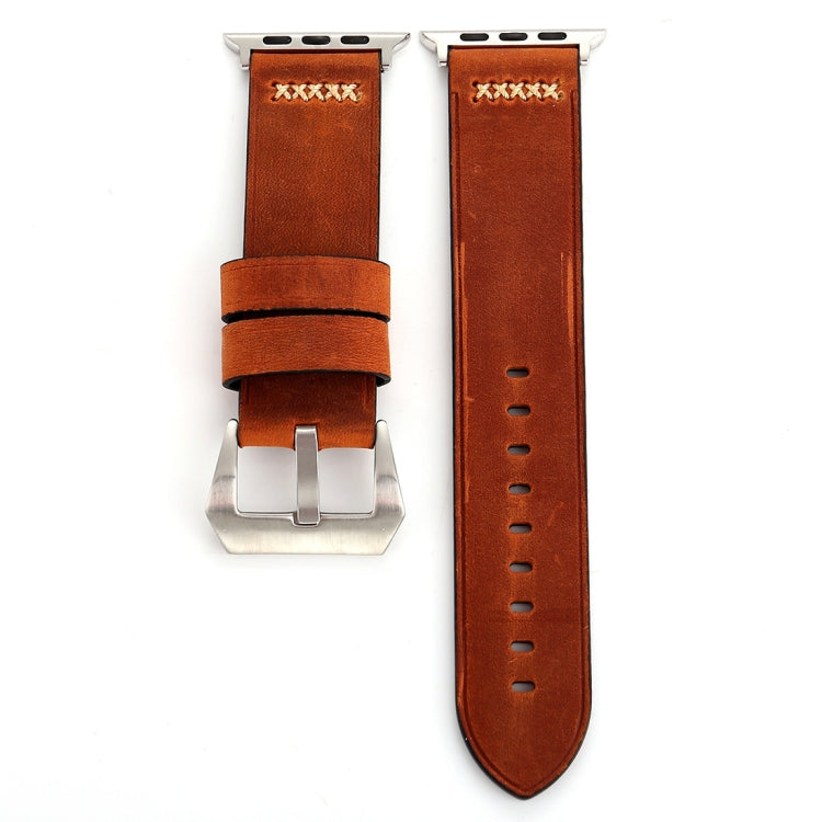 Für Apple Watch Ultra 49mm&Watch Ultra 2 49mm / Series 10 46mm / 9&8&7 45mm / SE 3&SE 2&6&SE&5&4 44mm / 3&2&1 42mm Armband aus echtem Leder im Retro XX Linienmuster, für 42mm
