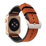 Für Apple Watch Ultra 49mm&Watch Ultra 2 49mm / Series 10 46mm / 9&8&7 45mm / SE 3&SE 2&6&SE&5&4 44mm / 3&2&1 42mm Armband aus echtem Leder im Retro XX Linienmuster, für 42mm