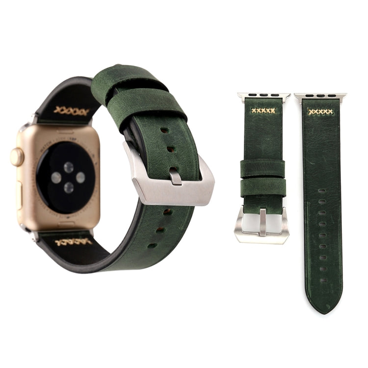 Für Apple Watch Ultra 49mm&Watch Ultra 2 49mm / Series 10 46mm / 9&8&7 45mm / SE 3&SE 2&6&SE&5&4 44mm / 3&2&1 42mm Armband aus echtem Leder im Retro XX Linienmuster, für 42mm
