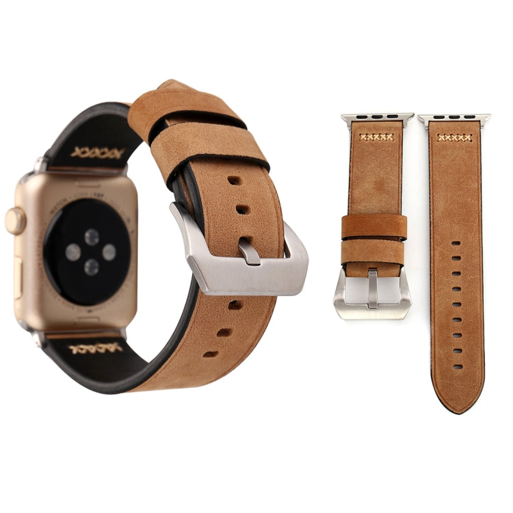 Für Apple Watch Ultra 49mm&Watch Ultra 2 49mm / Series 10 46mm / 9&8&7 45mm / SE 3&SE 2&6&SE&5&4 44mm / 3&2&1 42mm Armband aus echtem Leder im Retro XX Linienmuster, für 42mm