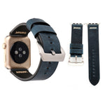 Für Apple Watch Ultra 49mm&Watch Ultra 2 49mm / Series 10 46mm / 9&8&7 45mm / SE 3&SE 2&6&SE&5&4 44mm / 3&2&1 42mm Armband aus echtem Leder im Retro XX Linienmuster, für 42mm