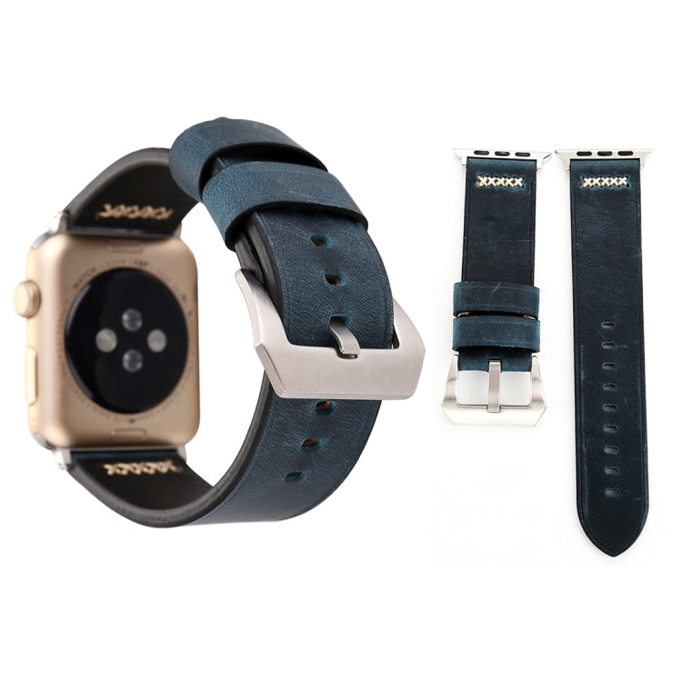 Für Apple Watch Ultra 49mm&Watch Ultra 2 49mm / Series 10 46mm / 9&8&7 45mm / SE 3&SE 2&6&SE&5&4 44mm / 3&2&1 42mm Armband aus echtem Leder im Retro XX Linienmuster, für 42mm