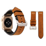 Für Apple Watch Ultra 49mm&Watch Ultra 2 49mm / Series 10 46mm / 9&8&7 45mm / SE 3&SE 2&6&SE&5&4 44mm / 3&2&1 42mm Armband aus echtem Leder im Retro XX Linienmuster, für 42mm