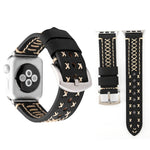 Für Apple Watch Ultra 49 mm &amp; Watch Ultra 2 49 mm / Series 10 46 mm / 9 &amp; 8 &amp; 7 45 mm / SE 3 &amp; SE 2 &amp; 6 &amp; SE 5 &amp; 4 44 mm / 3 &amp; 2 &amp; 1 42 mm: Armband aus echtem Leder mit Linienmuster, passend für 42 mm