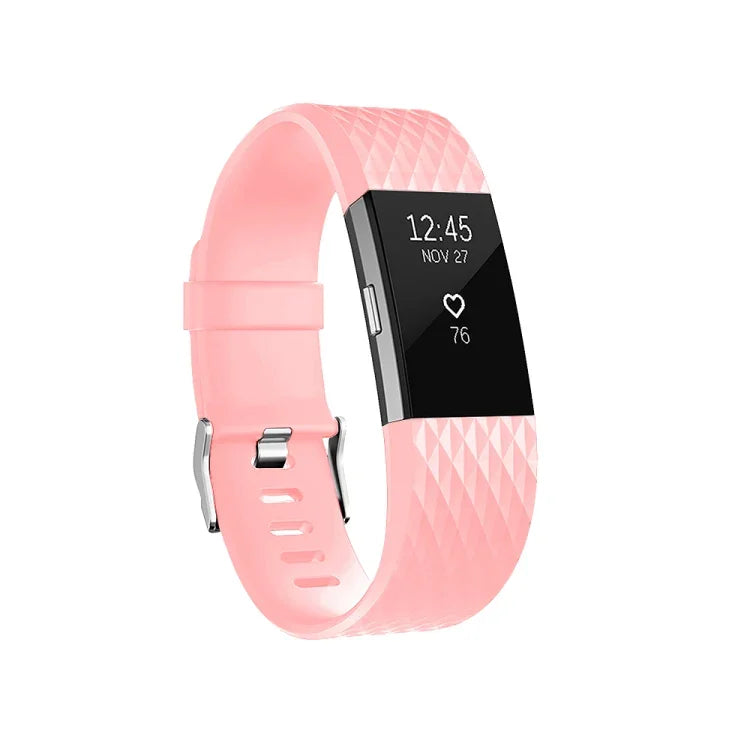 Verstellbares Sportarmband mit Diamantmuster für FITBIT Charge 2, Größe: S, 10,5 x 8,5 cm
