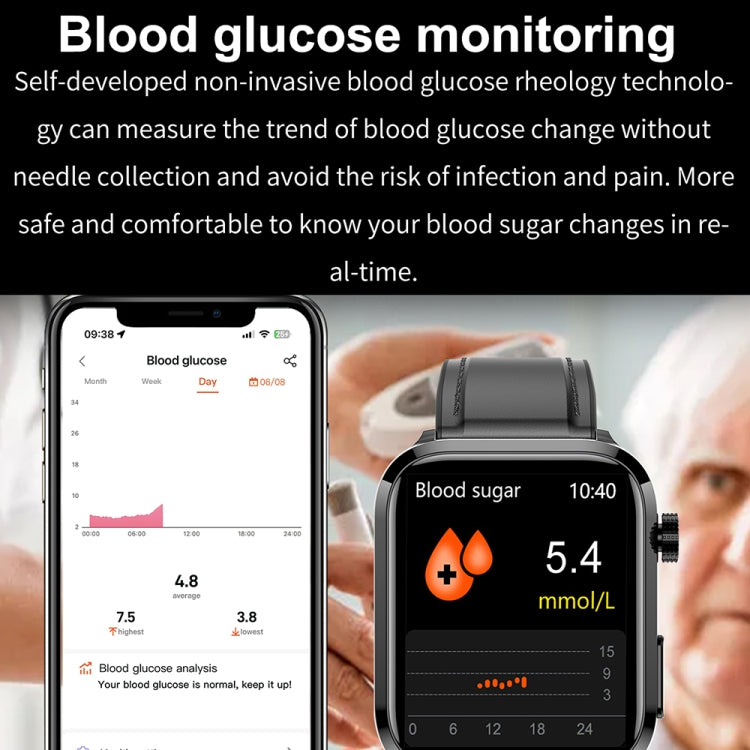 ET210 Smartwatch mit 1,91-Zoll-IPS-Bildschirm, IP67 wasserdichtem Silikonarmband und Unterstützung für Körpertemperaturüberwachung/EKG, ET210