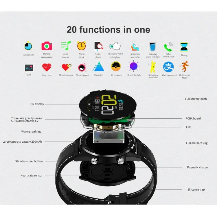 DT28 1,54 Zoll IP68 wasserdichte Smartwatch mit Silikonarmband, Bluetooth 4.2, unterstützt Anruferinnerung, Blutdruckmessung und Bezahlen über die Uhr