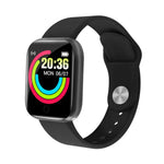 Y68 Smartwatch (1,44 Zoll), unterstützt Herzfrequenz-, Blutdruck- und Blutsauerstoffmessung, erhältlich in Schwarz, Pink und Weiß.